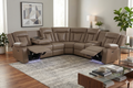 Light Brown 3-Piece Power Reclining Sectional with LED Lighting, Console & Speaker