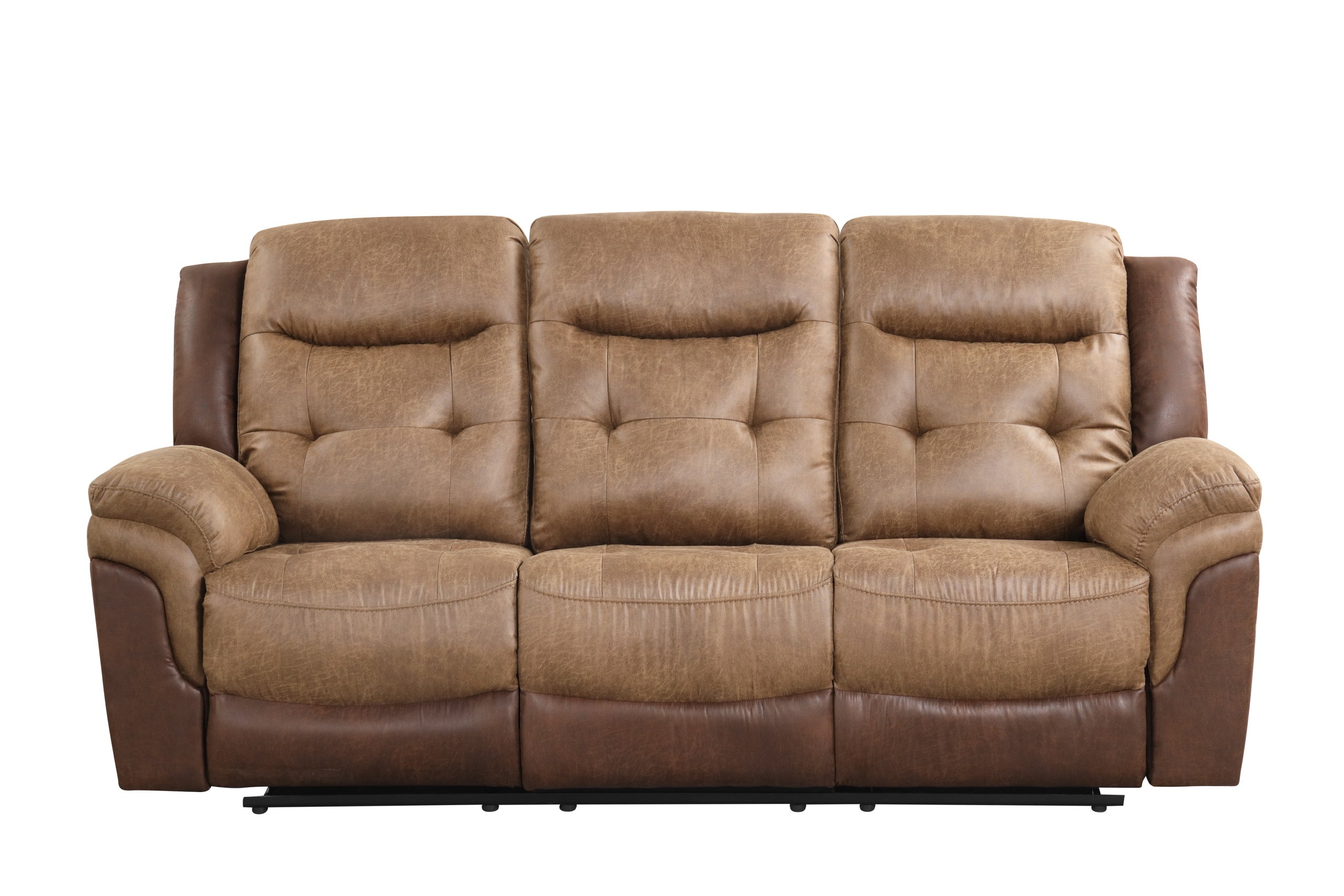 Two-Tone Brown 3-Piece Reclining Living Room Set with Console Loveseat