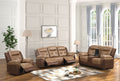 Two-Tone Brown 3-Piece Reclining Living Room Set with Console Loveseat
