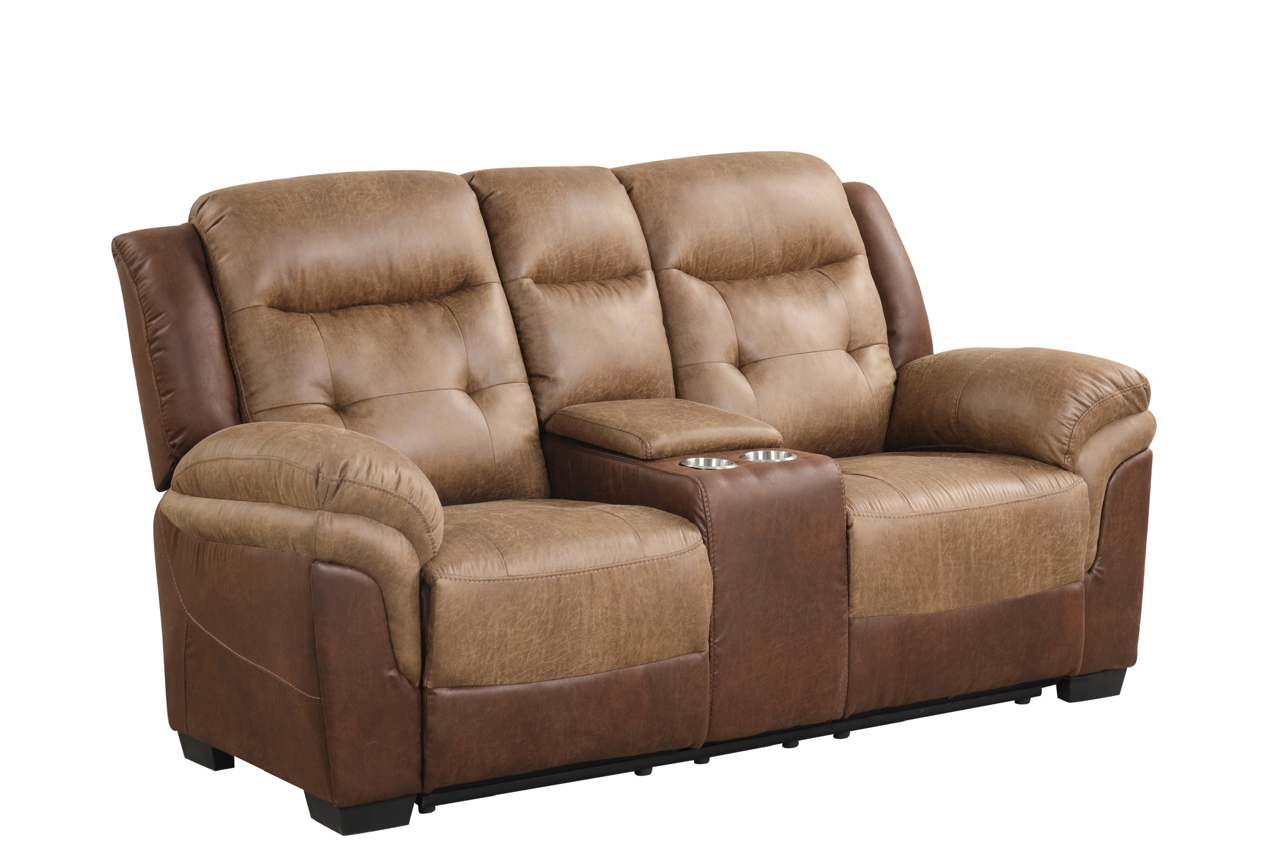 Two-Tone Brown 3-Piece Reclining Living Room Set with Console Loveseat