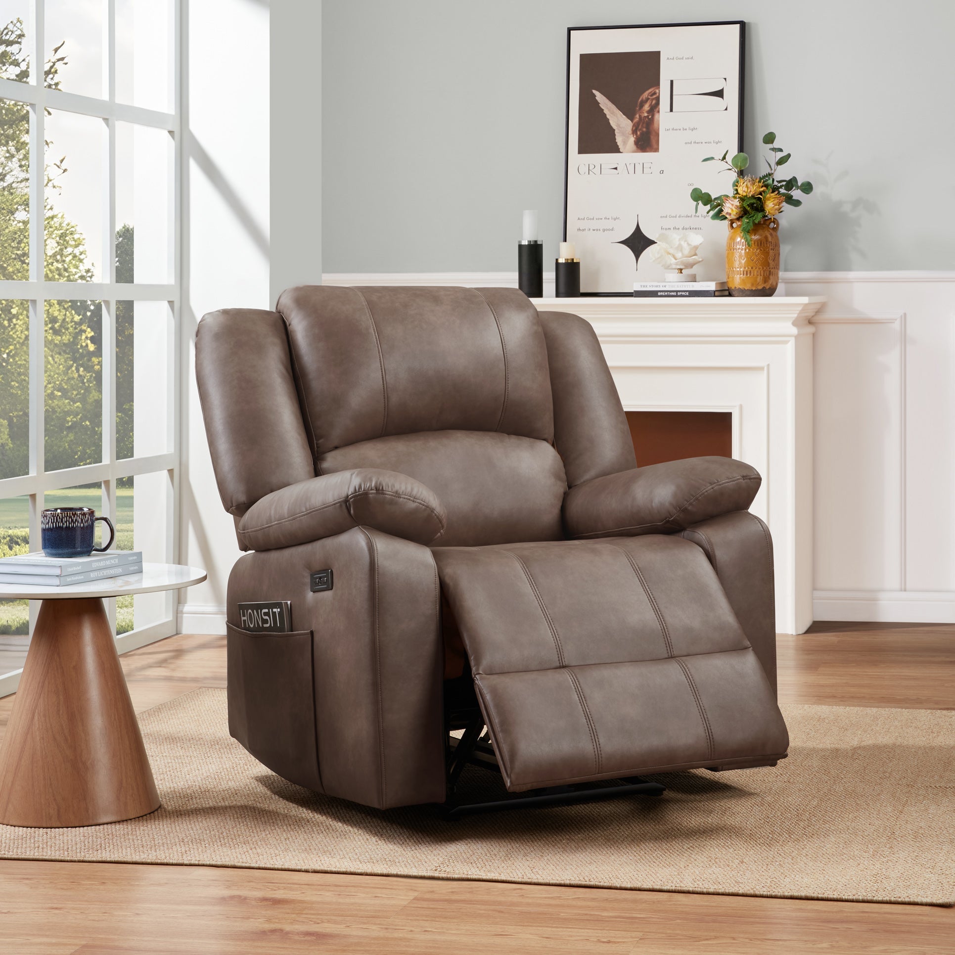 Power Recliner with USB Charging - Brown