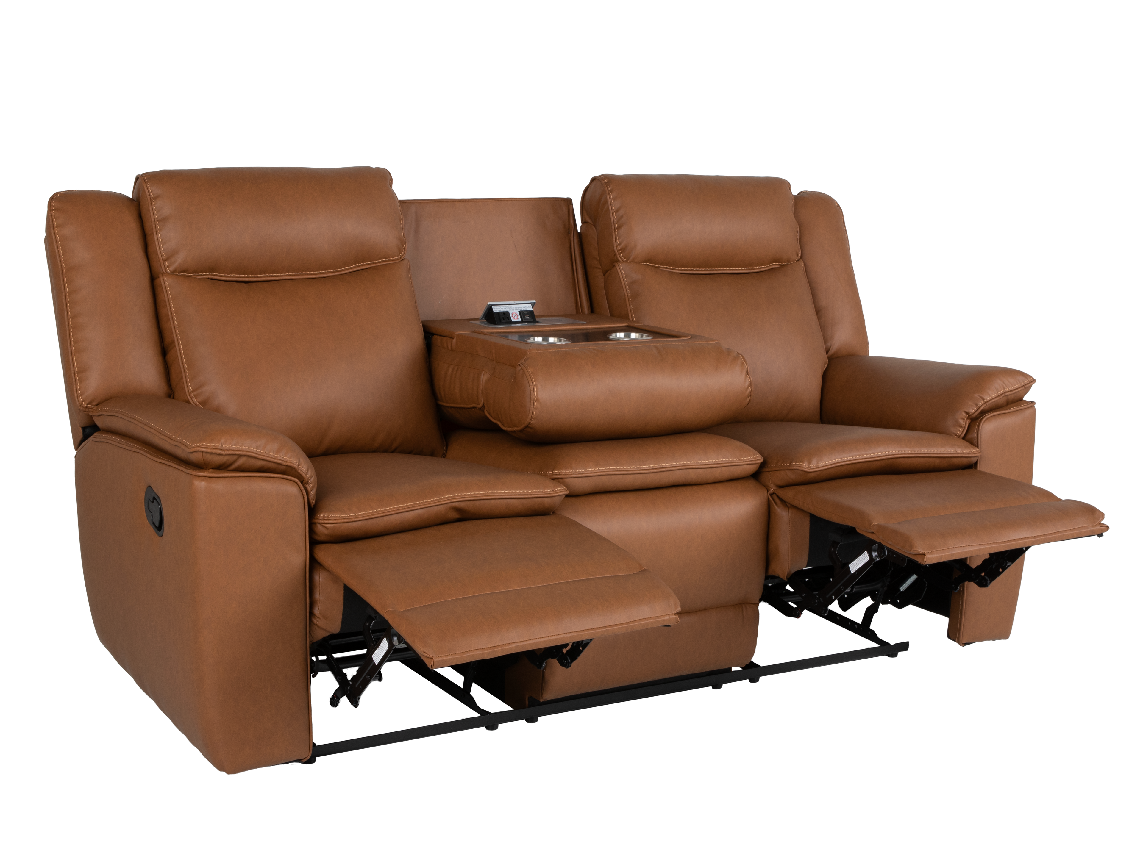 3 Piece Camel Manual Reclining Living Room Set with Console and Wireless Charging