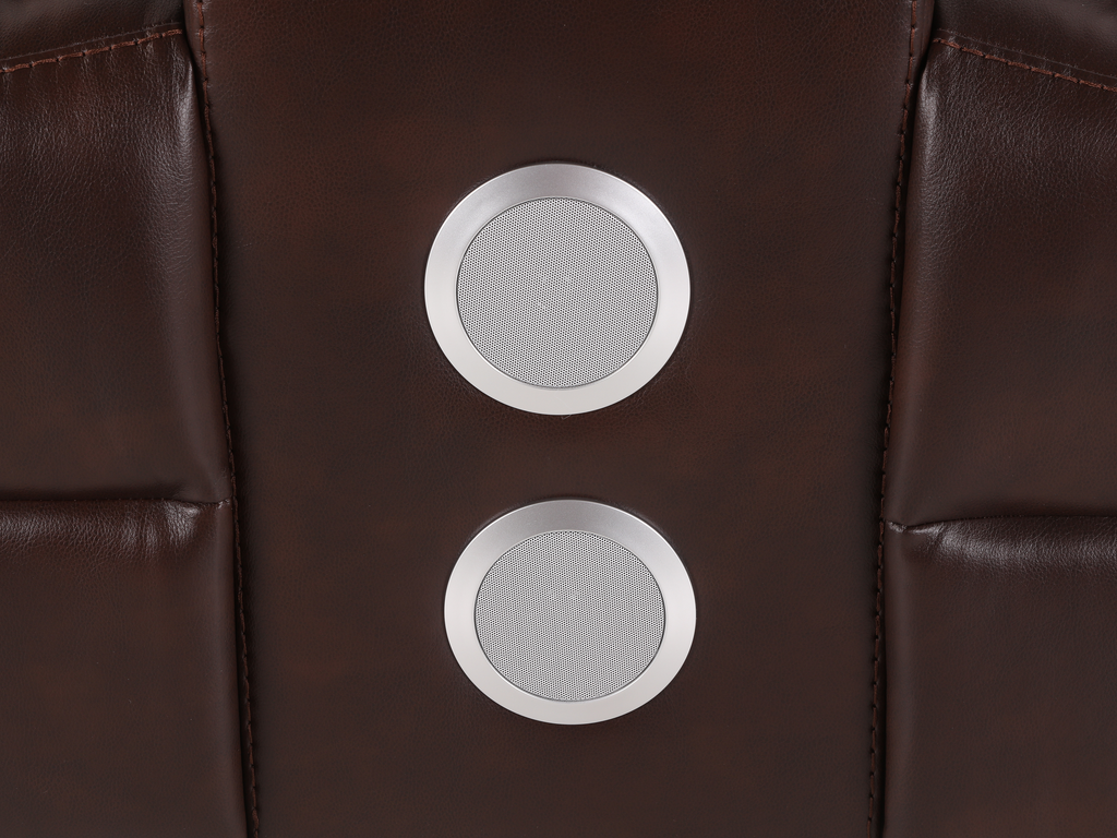 Brown 3 Piece Power Reclining Living Room Set w/ Power Headrests, LED, USB & Console Audio