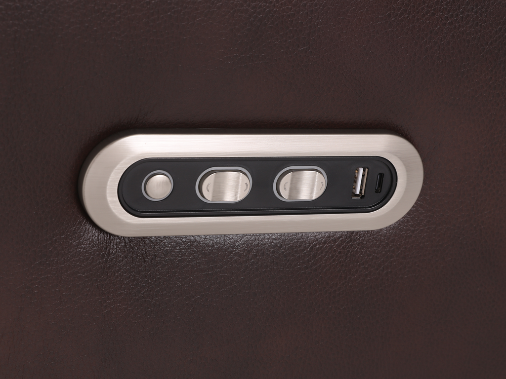 Brown 3 Piece Power Reclining Living Room Set w/ Power Headrests, LED, USB & Console Audio