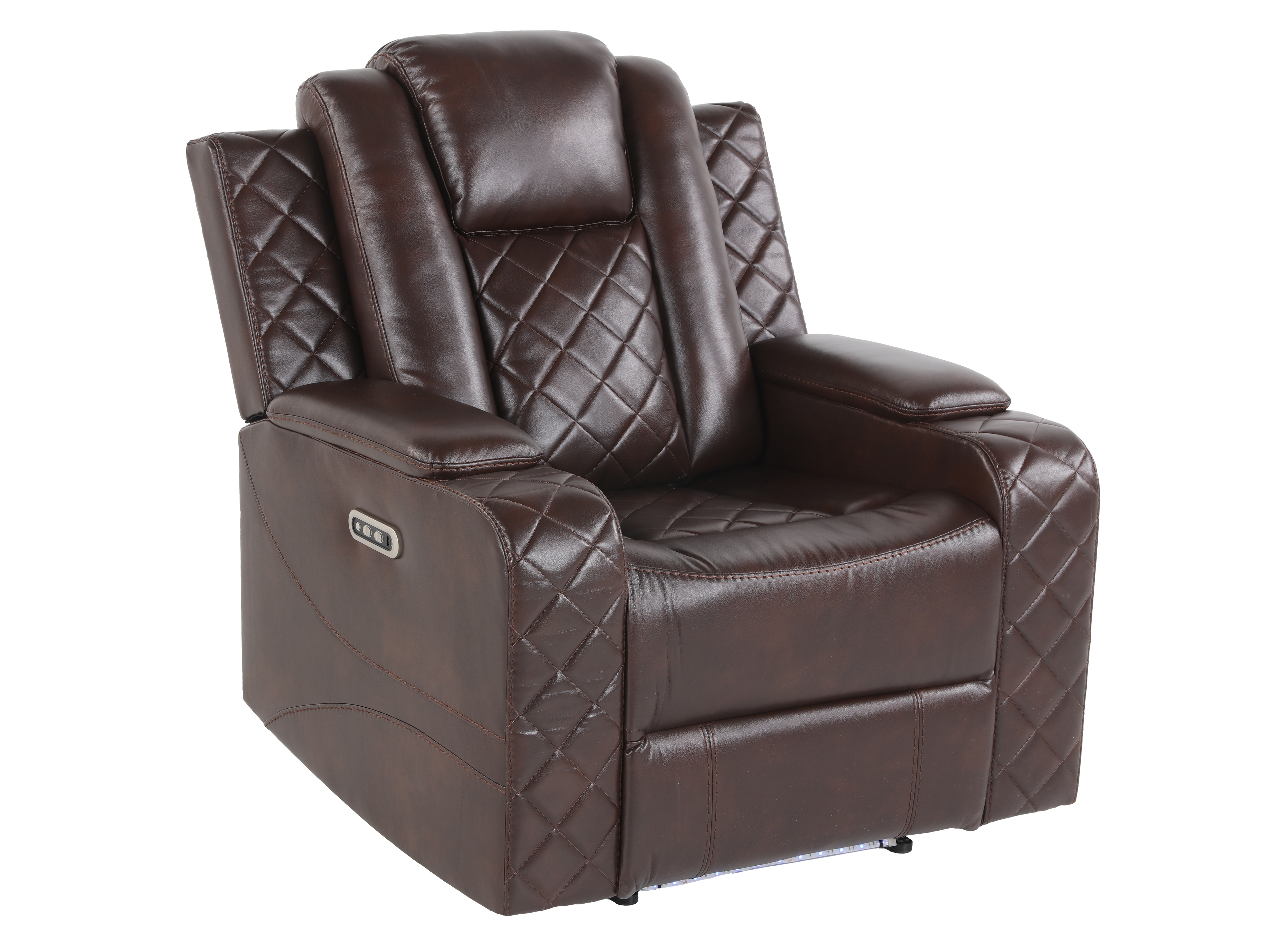 Brown 3 Piece Power Reclining Living Room Set w/ Power Headrests, LED, USB & Console Audio