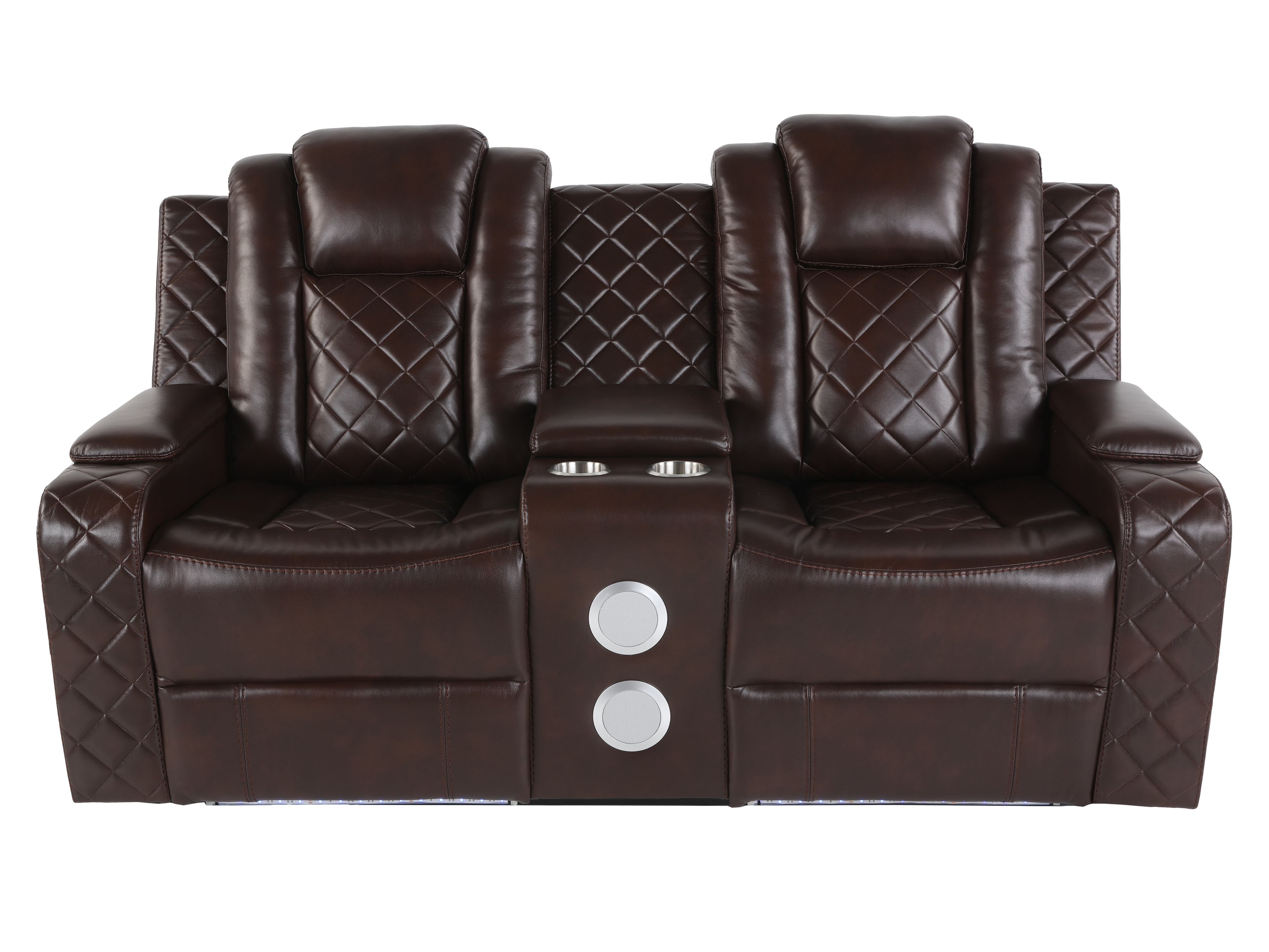 Brown 3 Piece Power Reclining Living Room Set w/ Power Headrests, LED, USB & Console Audio