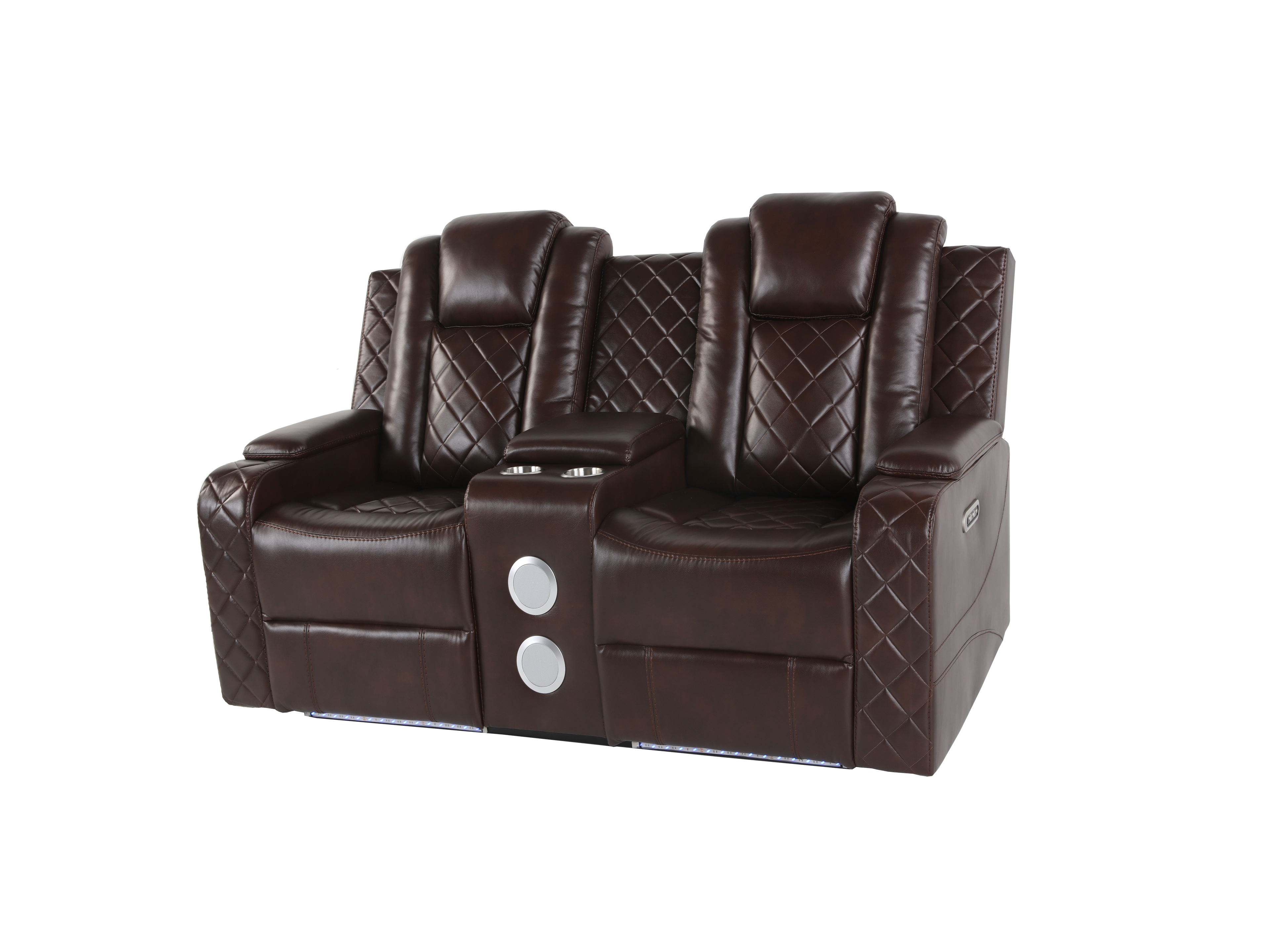 Brown 3 Piece Power Reclining Living Room Set w/ Power Headrests, LED, USB & Console Audio